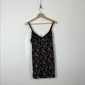 Betsey Johnson Intimates Womens M Y2K Butterfly Floral Print Black Mini Nightie